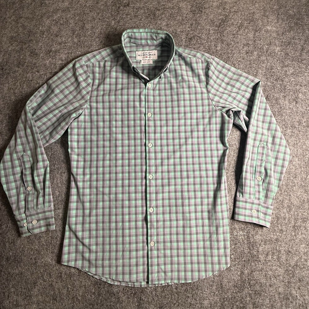 Mizzen+Main Leeward Shirt Mens Medium Trim Fit Stretch Performance Plaid